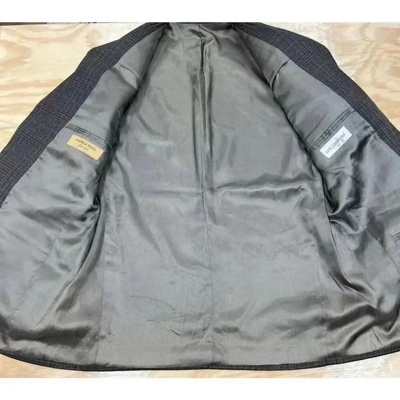 Andrew Fezza Plaid 3 Button Sport Coat Blazer Mens 40S Brown Lambswool - Picture 5 of 15